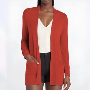 Market & Spruce Camila Cardigan Size Small NWT Orange Brushed Knit Sleeve Detail